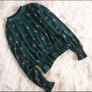 H&M green floral blouse size 4